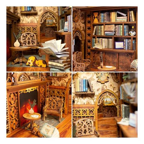 Hands Craft DIY Miniature Book Nook Eternal Bookstore with Dust Cover