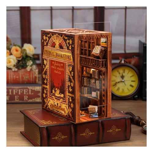 Hands Craft DIY Miniature Book Nook Eternal Bookstore with Dust Cover