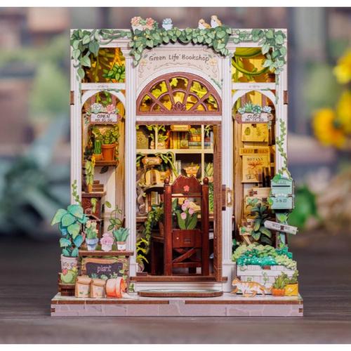 Hands Craft DIY Book Nook Kit Green Life Bookshop - Primary Image