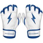 Youth Bruce Bolt Chrome Series Short Cuff Baseball Batting Gloves - Thumbnail 1 of 5