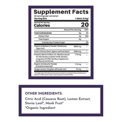 Just Ingredients Elderberry Lemonade 3-in-1 Probiotic Complex