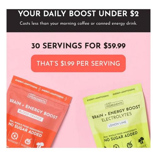 Just Ingredients Brain + Energy Boost - Primary Image