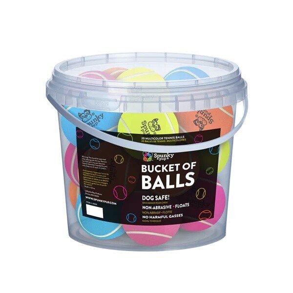 Spunky Pup Bucket of Tennis Balls Dog Toy
