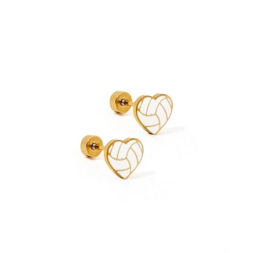 LINNY CO Volleyball Heart Screwback Stud Earrings - Primary Image