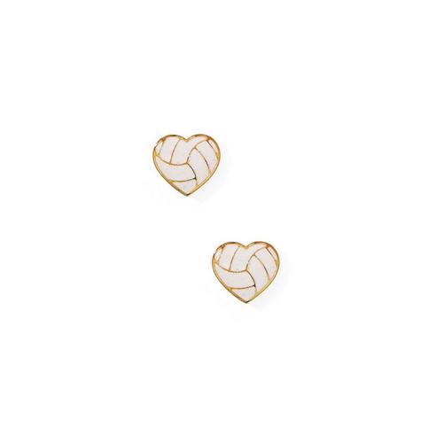 LINNY CO Volleyball Heart Screwback Stud Earrings - Primary Image
