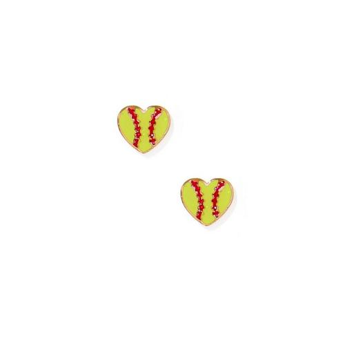 LINNY CO Softball Heart Screwback Stud Earrings - Primary Image