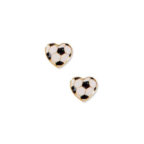 LINNY CO Soccer Heart Screwback Stud Earrings - Primary Image