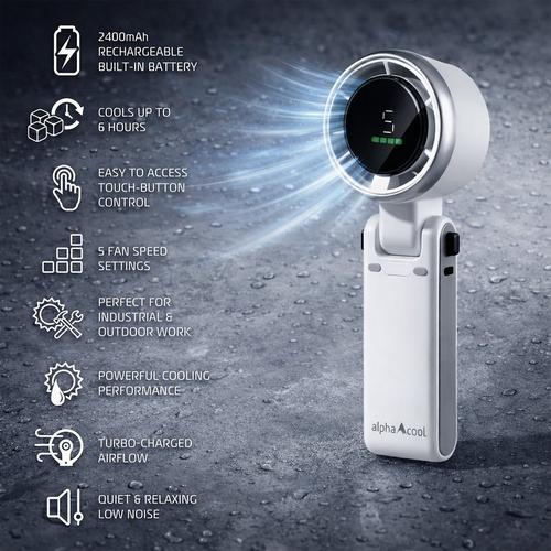 AlphaCool Rechargeable Handheld Fan - Primary Image