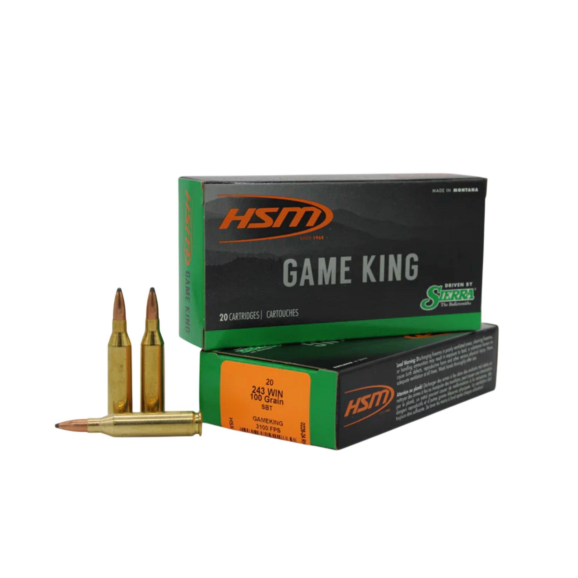 HSM Sierra GameKing 243 Winchester Rifle Ammunition 20 Round Box