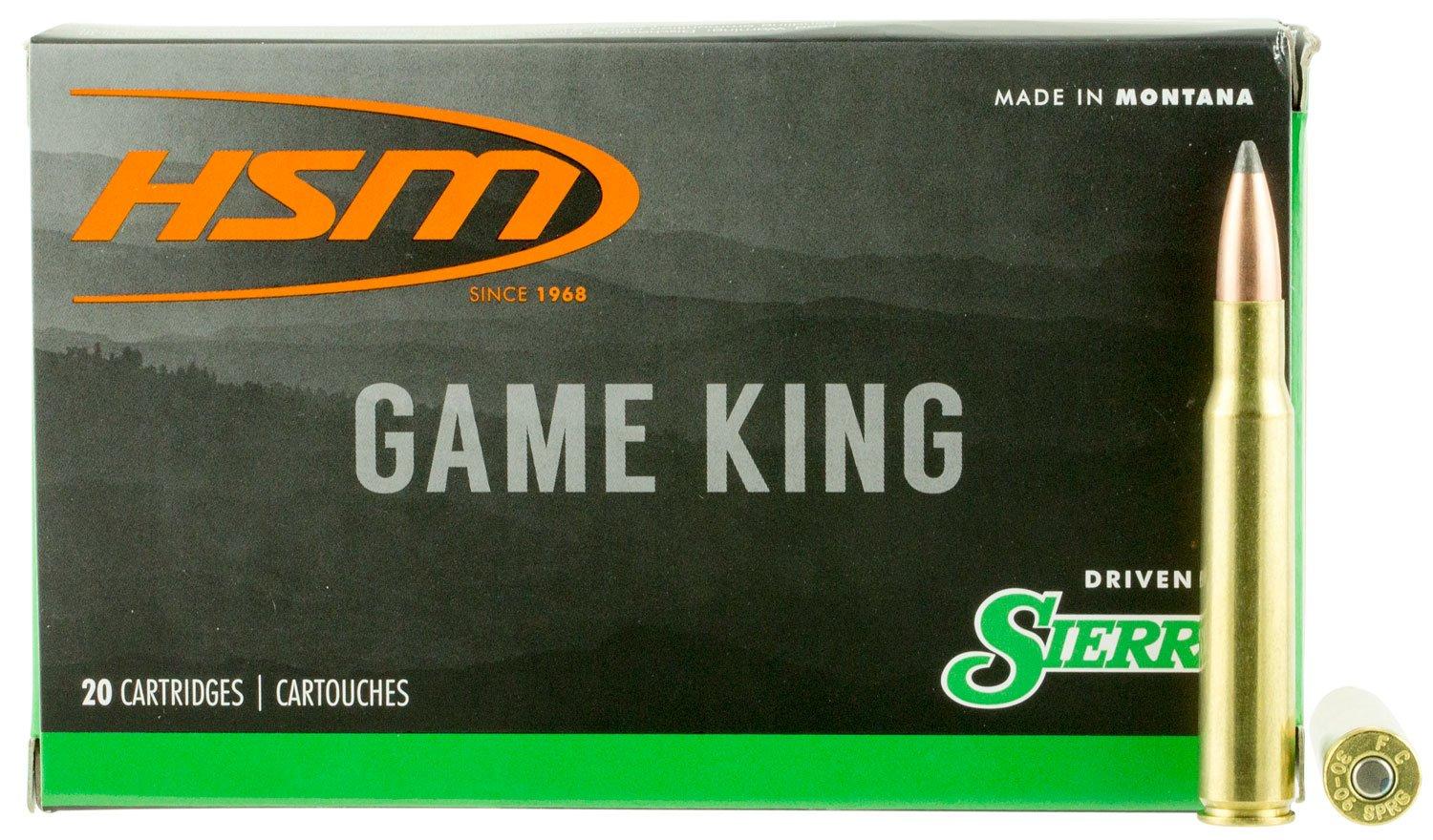 HSM Sierra Game King 30-06 Springfield Rifle Ammunition 20 Round Box