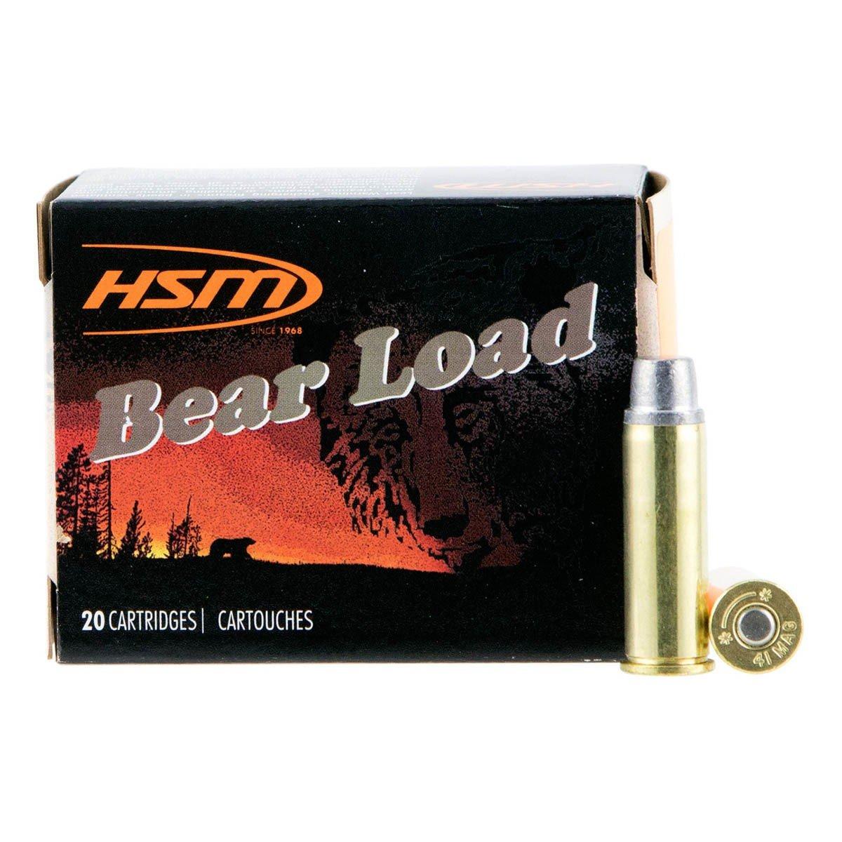 HSM Ammunition Bear Load Semi Wadcutter Gas Check 41 Remington Magnum Handgun Ammunition 20 Round Box