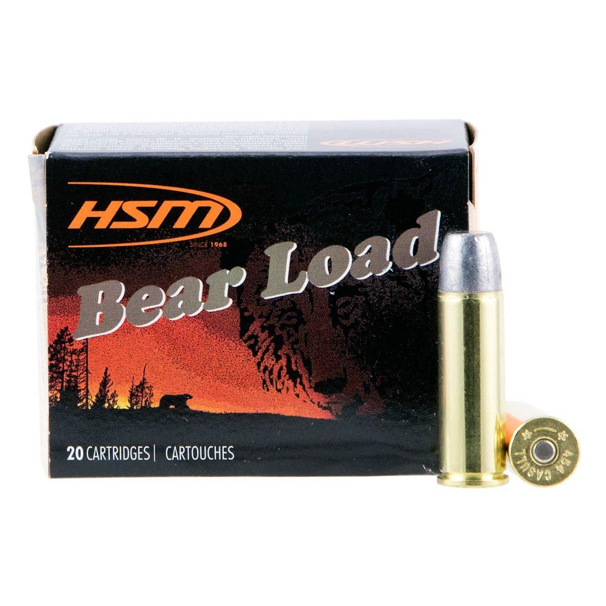 HSM Ammunition Bear Load Wide Flat Nose 454 Casull Handgun Ammunition 20 Round Box