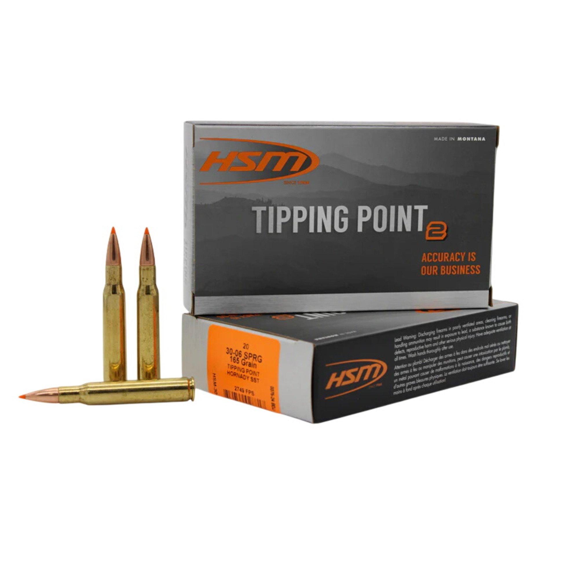 HSM Tipping Point 2 Hornady SST 30-06 Springfield Rifle Ammunition 20 Round Box