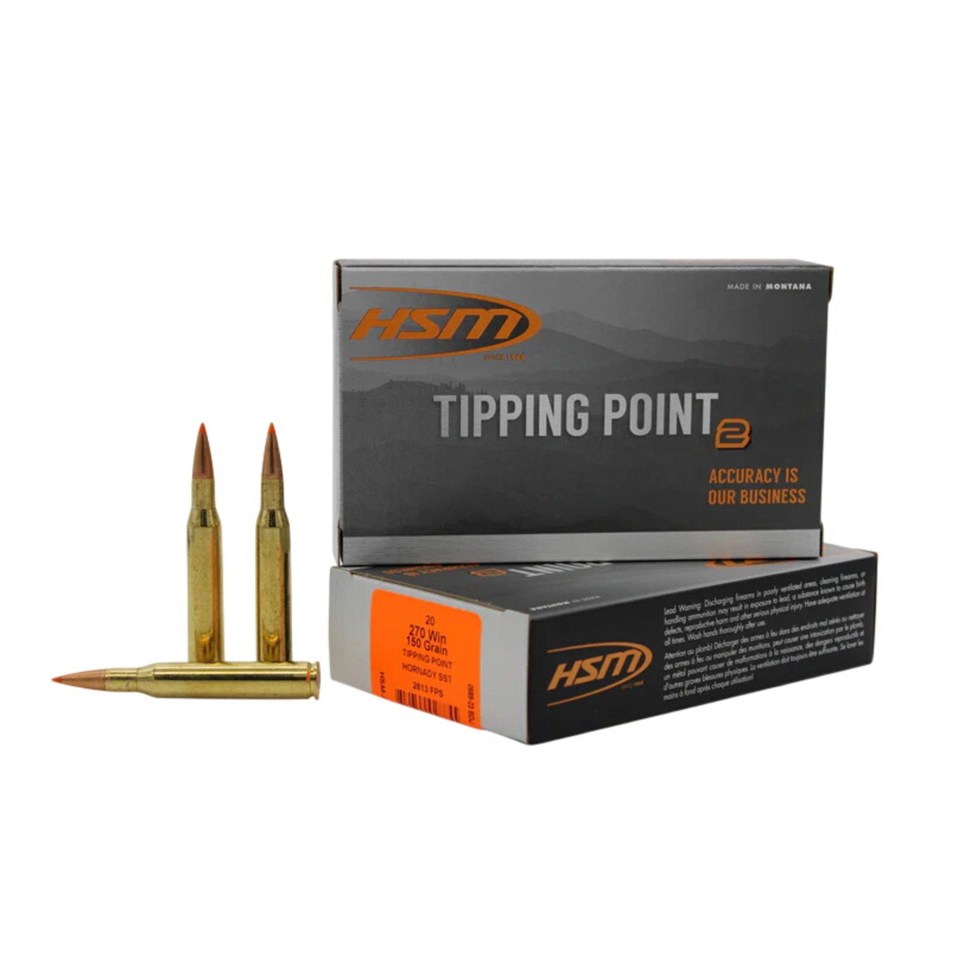 HSM Tipping Point 2 Hornady SST 270 Winchester Rifle Ammunition 20 Round Box