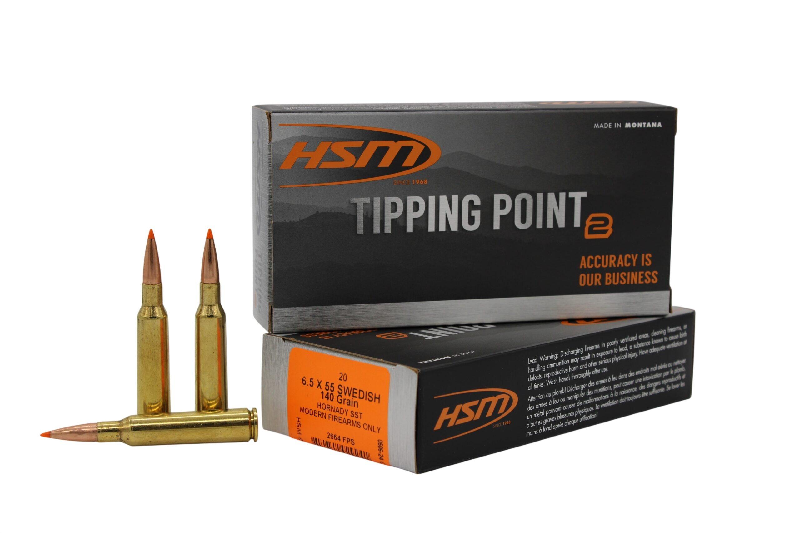 HSM Tipping Point 2 Hornady SST 6.5 x 55mm Swedish Mauser Rifle Ammunition 20 Round Box