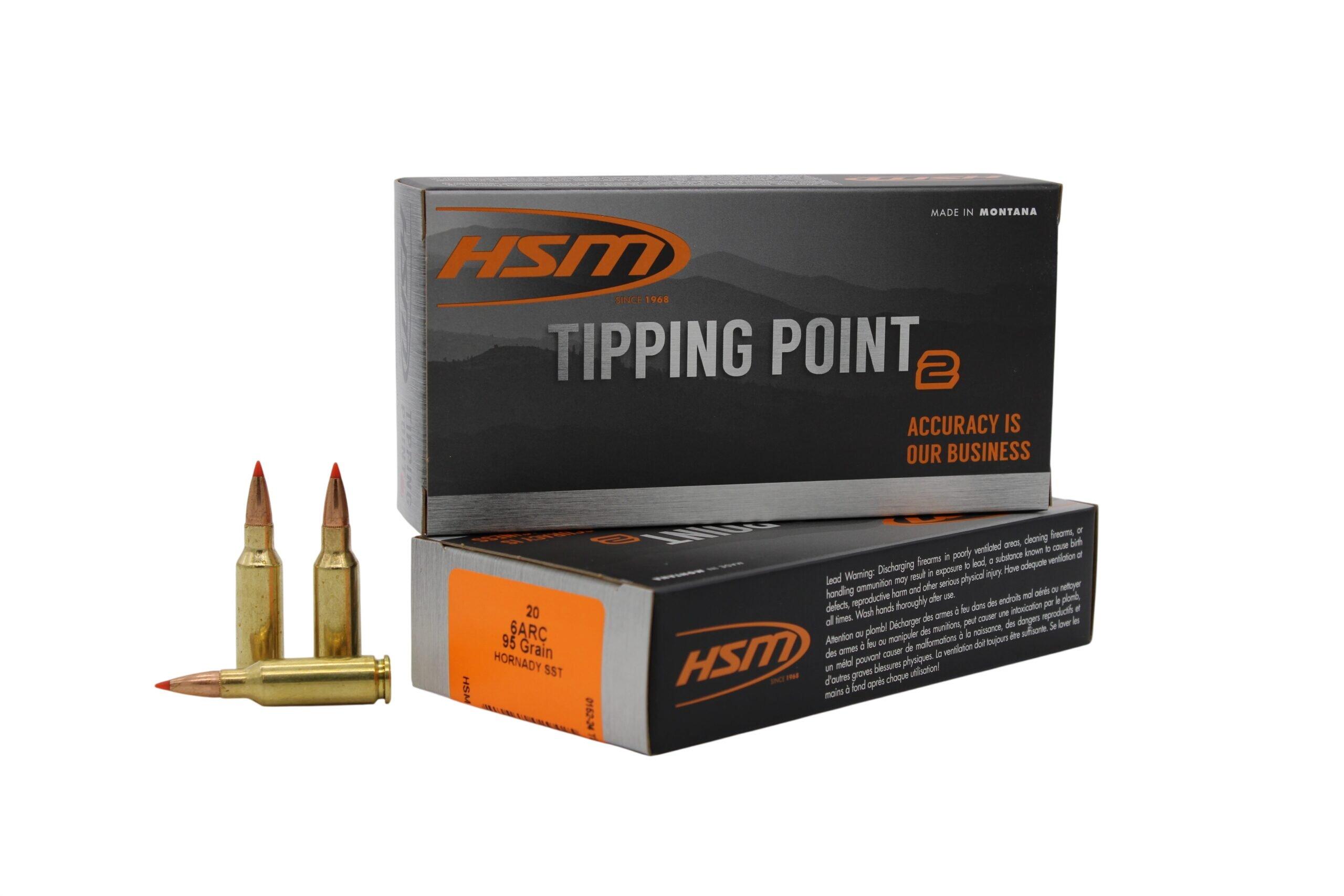 HSM Tipping Point 2 Hornady SST 6mm ARC Rifle Ammunition 20 Round Box