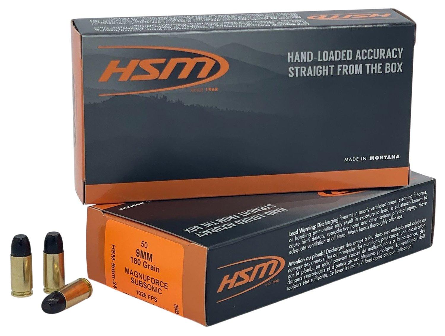 HSM Ammunition Magnuforce Subsonic 9mm Handgun Ammunition 50 Round Box
