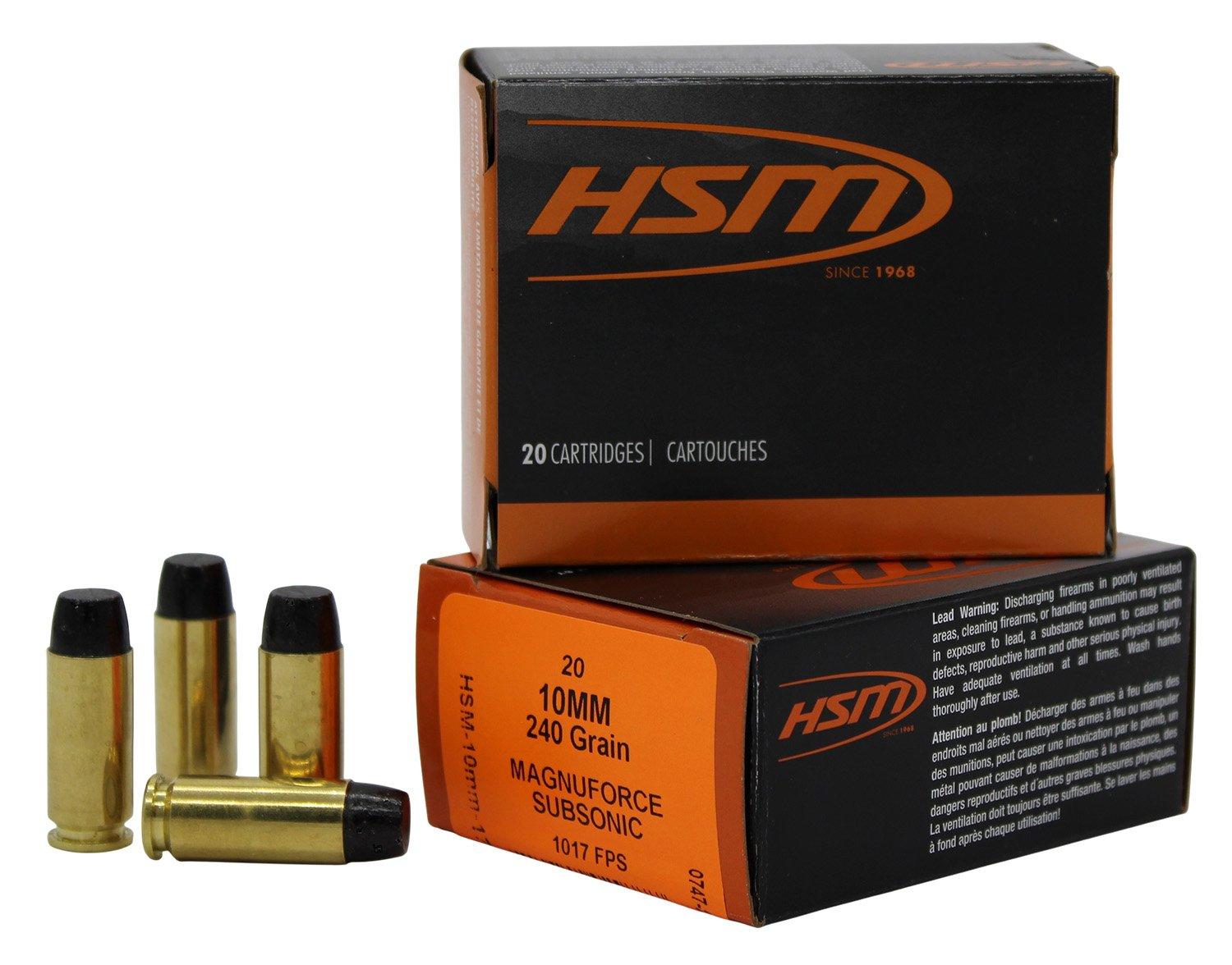 HSM Ammunition Magnuforce Subsonic 10mm Auto Handgun Ammunition 20 Round Box