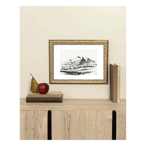 Petal Lane Pencil Sketch Mountains Print - Primary Image