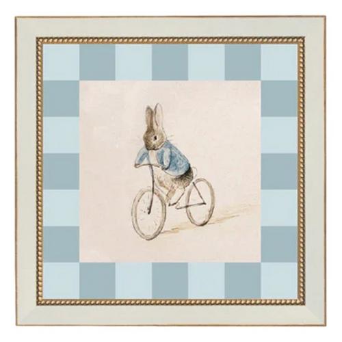Petal Lane Checkered Biking Bunny Print - Primary Image