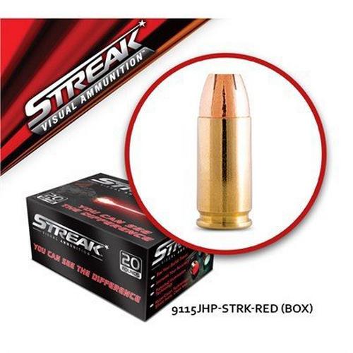 STREAK 9 mm Luger 115 gr JHP Red 20bx 9mm Handgun Ammunition 20 Round Box - Primary Image