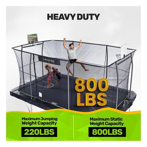 JumpKing 10'x15' Rectangle Trampoline with 2 Powder Coated Basketball Hoops & Breakaway Rim - Primary Image
