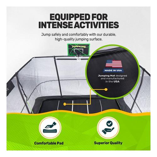 JumpKing 10'x15' Rectangle Trampoline with 2 Powder Coated Basketball Hoops & Breakaway Rim - Primary Image