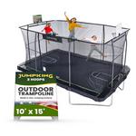 JumpKing 10'x15' Rectangle Trampoline with 2 Powder Coated Basketball Hoops & Breakaway Rim - Thumbnail 2 of 12
