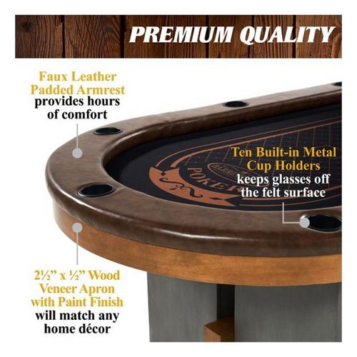 Barrington 10-Player Urban Poker Table with Dining Top - Primary Image