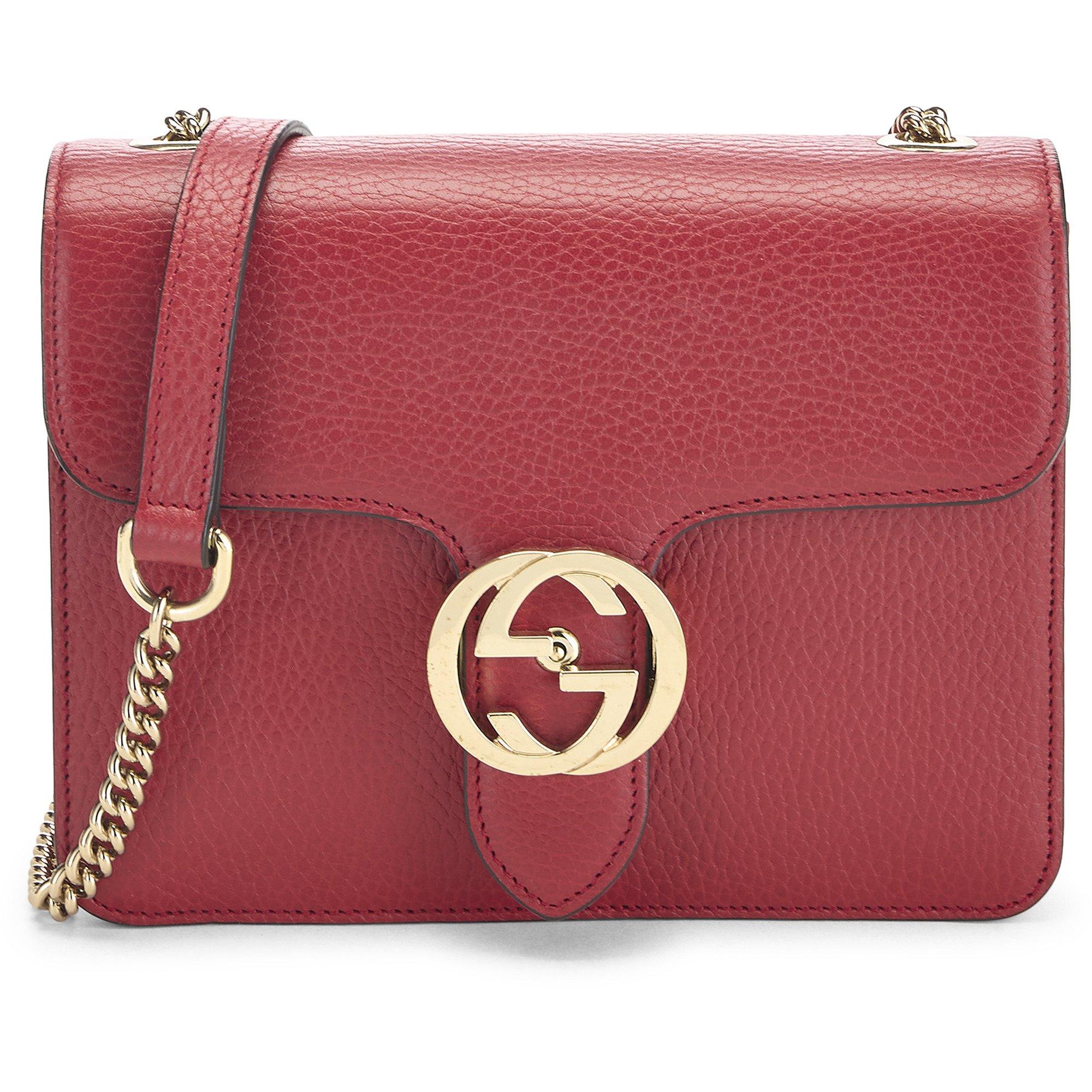 Gucci by What Goes Around Comes Around Red Leather Interlocking Crossbody Small Crossbody Bag