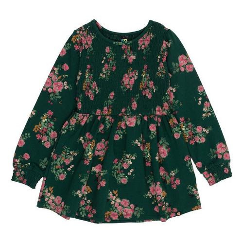 Girls' Nano Noruk Smocked Floral Garden Long Sleeve Dress - Primary Image