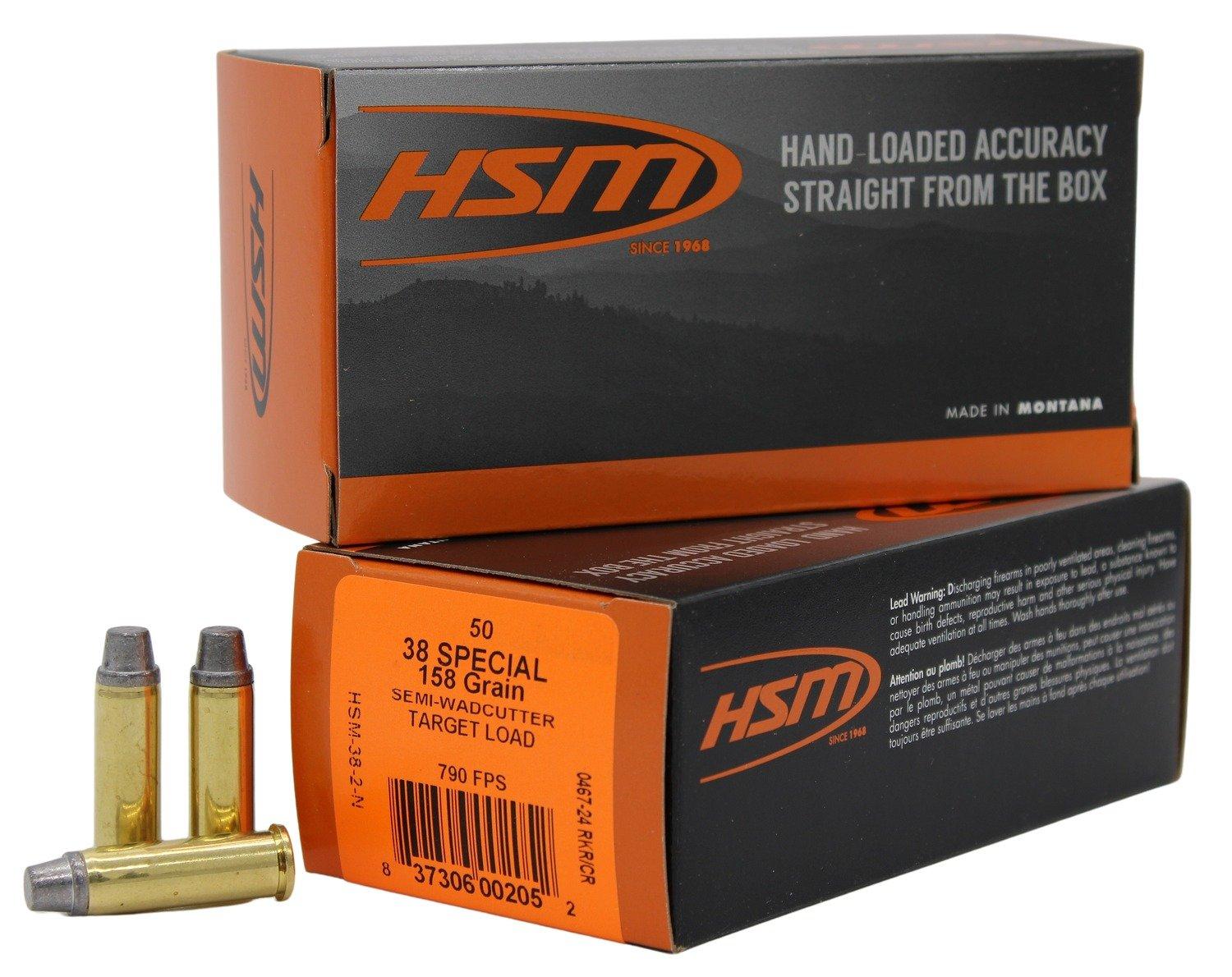 HSM Ammunition Training 38 Special Handgun Ammunition 50 Round Box