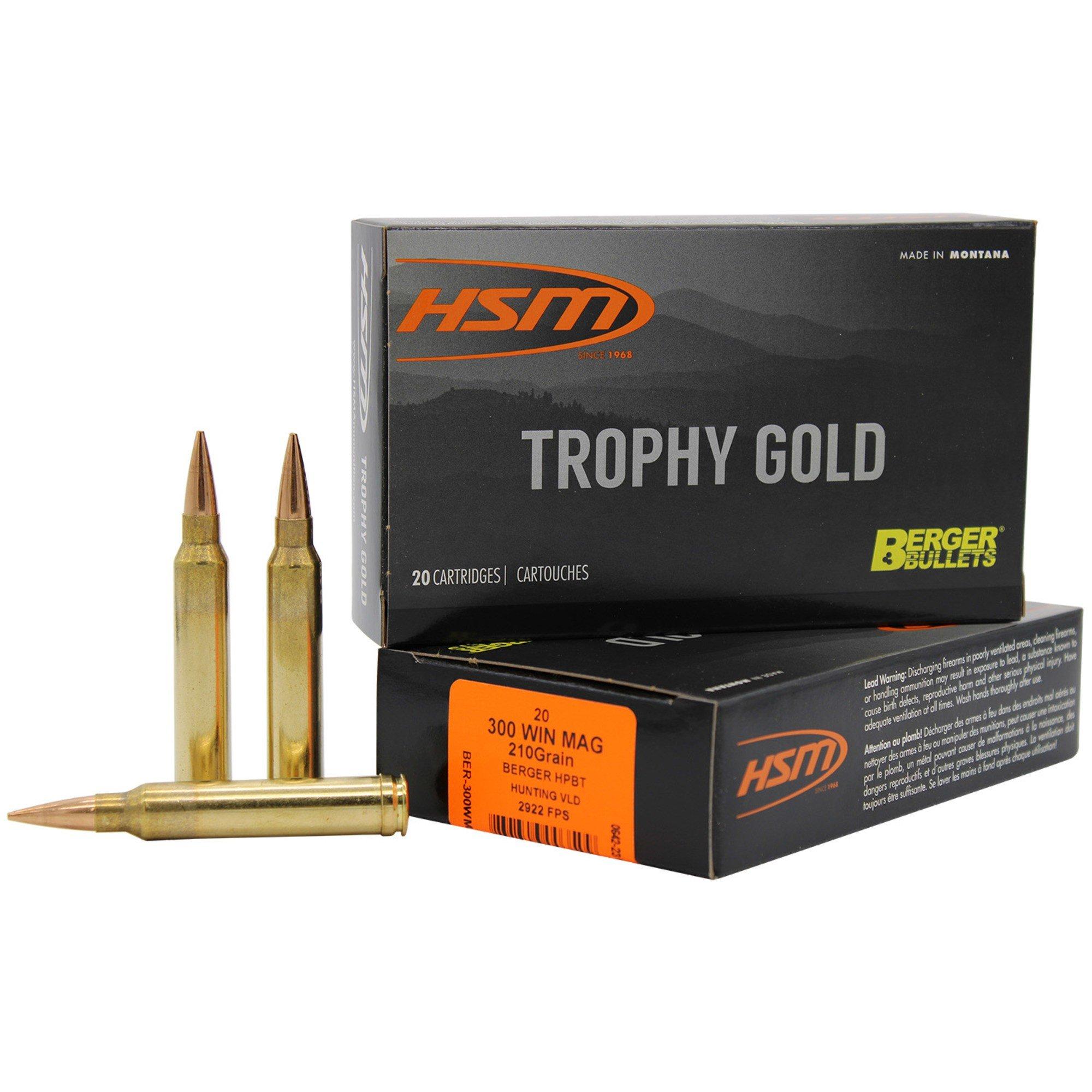 HSM Trophy Gold 300 Winchester Magnum Rifle Ammunition 20 Round Box