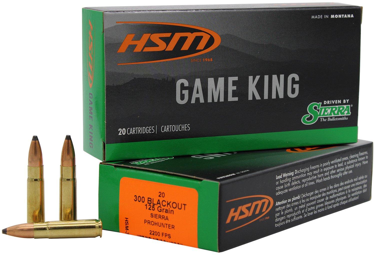 HSM Sierra Game King 300 AAC Blackout Rifle Ammunition 20 Round Box