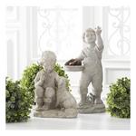 K&K Interiors 12in Tan Resin Boy with Dog Sculpture - Thumbnail 2 of 2