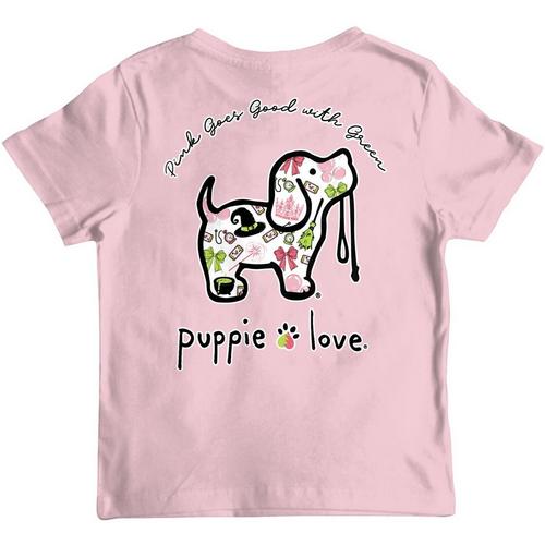 Kids' Puppie Love Pink and Green Pup T-Shirt - Primary Image