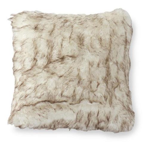K&K Interiors 18in Cream Faux Fur Pillow - Primary Image