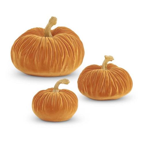 K&K Interiors Resin Velvet Pumpkin - Primary Image