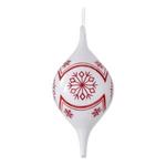 K&K Interiors 12.5in White w/Red Snowflakes Glass Finial Teardrop Ornament - Thumbnail 1 of 2