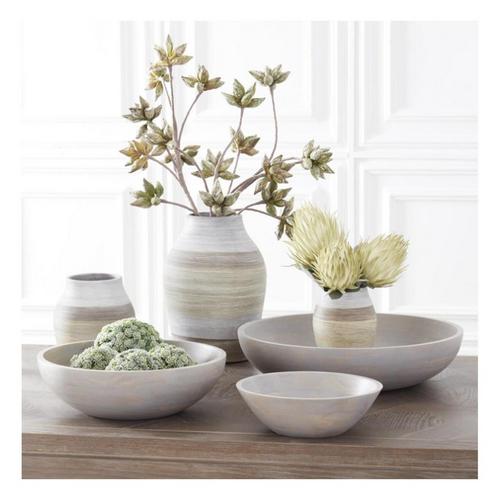 K&K Interiors Brown Gray & Green Striped Terracotta Vase - Primary Image