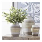 K&K Interiors Brown Gray & Green Striped Terracotta Vase - Thumbnail 3 of 3