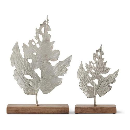 K&K Interiors Silver Metal Leaf Sculptures (Sold Individually) - Primary Image