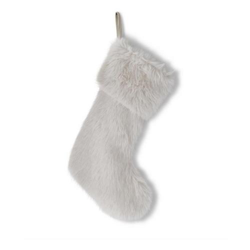 K&K Interiors 22in White Faux Fur Stocking - Primary Image