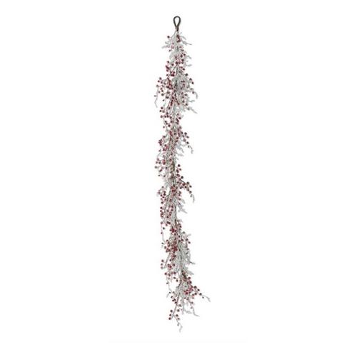 K&K Interiors 60in Iced Red Berry Garland - Primary Image