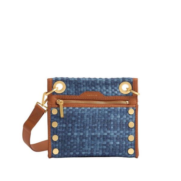 Hammitt Tony Small Crossbody Mosaic Denim/Brushed Gold