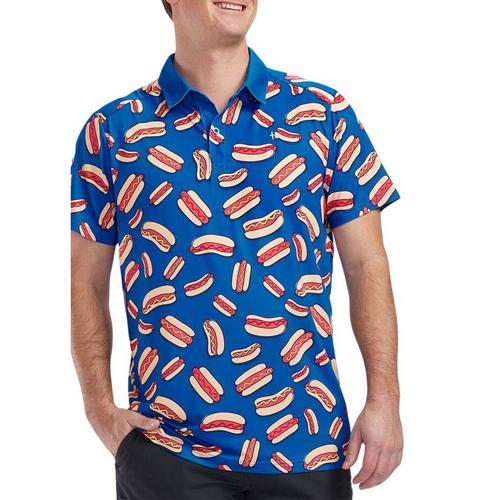 Men's Tipsy Elves Hot Dog Golf Polo - Primary Image