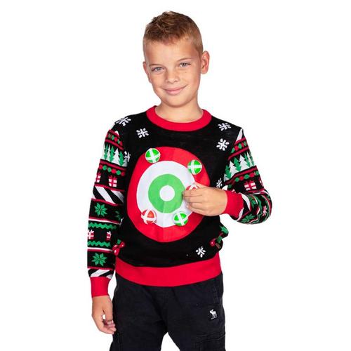 Kids' Tipsy Elves Dart Board Game Ugly Christmas Pullover Sweater - Primary Image