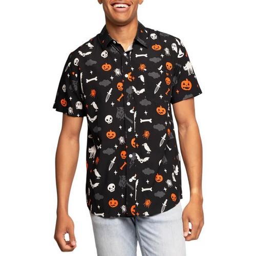 Men's Tipsy Elves Halloween Night Button Up Shirt - Primary Image