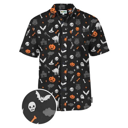 Men's Tipsy Elves Halloween Night Button Up Shirt - Primary Image