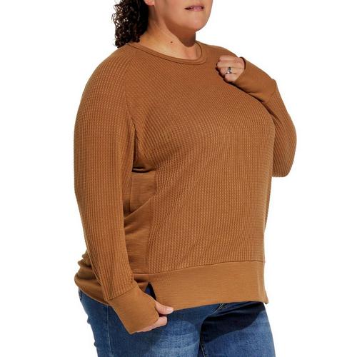 Women's LIV Outdoor Plus Size Rae Waffle Crewneck Sweatshirt - Primary Image